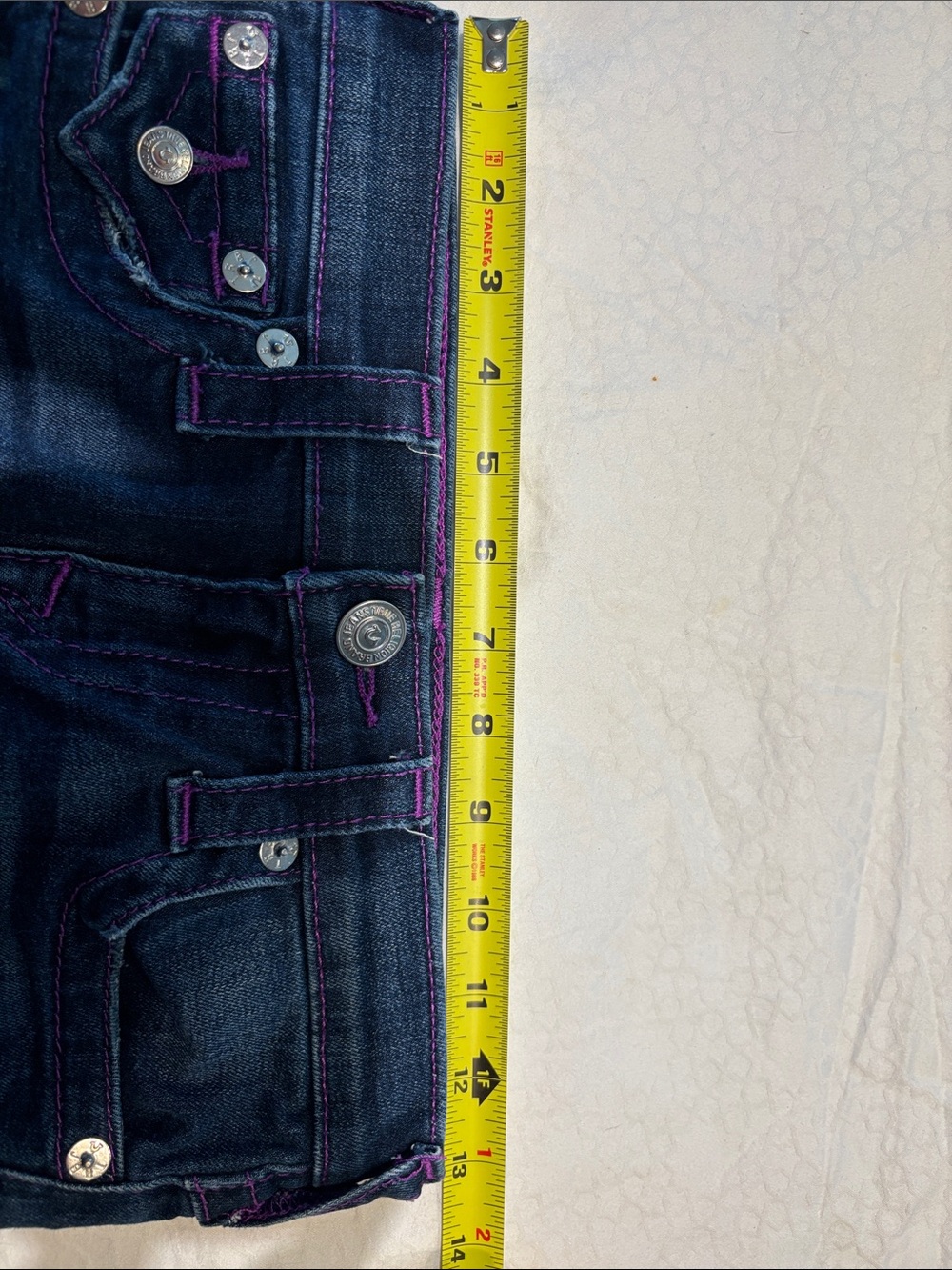 True Religion Skinny Jeans in Dark Blue with Purple Stitching - Picture 11 of 11